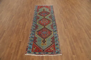 Vintage Geometric Ardebil Persian Runner Rug 3x9