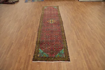 Vintage Wool Hamedan Persian Runner Rug 3x14