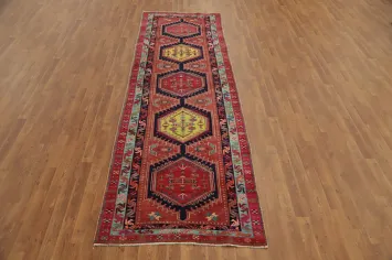 Vintage Geometric Ardebil Persian Runner Rug 4x11
