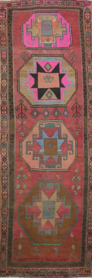 Handmade Wool Ardebil Persian Runner Rug 3x12