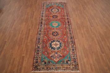 Handmade Wool Heriz Persian Runner Rug 4x10