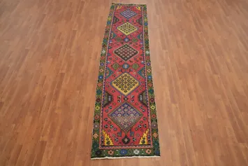 Vintage Geometric Tabriz Persian Runner Rug 2x10