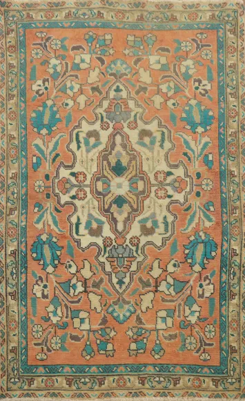 Orange Wool Medallion Tabriz Persian Rug 3x5