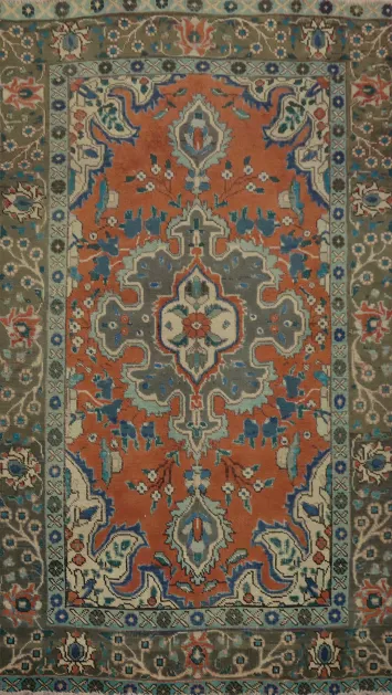 Orange Wool Medallion Tabriz Persian Rug 4x7