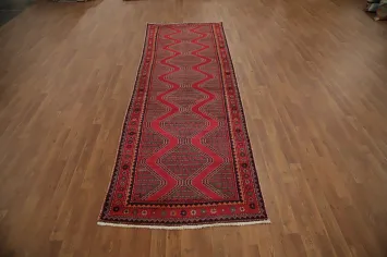 Vintage Red Wool Hamedan Persian Runner Rug 4x10