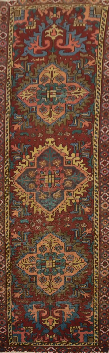 Vegetable Dye Heriz Persian Runner Rug 3x11