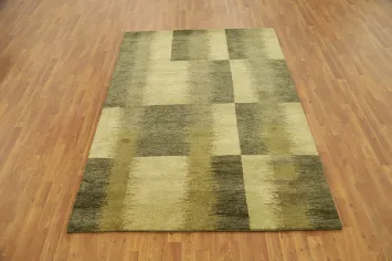 Modern Geometric Gabbeh Area Rug 6x8 in Subtle Earth Tones