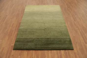 Alpine Whisper: Serene Gradient Green Gabbeh Area Rug 6x8