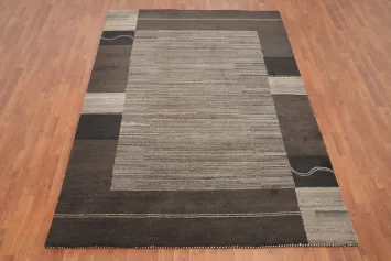 Contemporary Gabbeh Area Rug 6x8 with Geometric Design