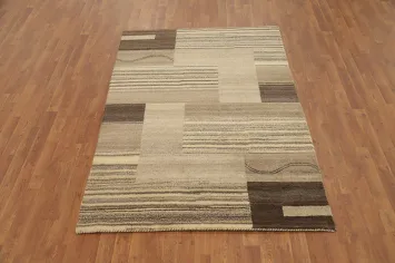Earth Tones Patchwork Gabbeh Rug 5x7 for Contemporary Spaces