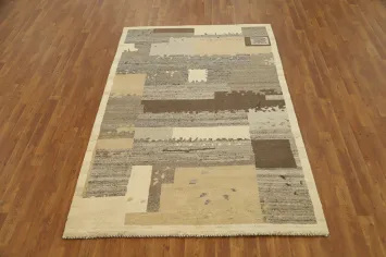 Artistic Neutral Gabbeh Rug 5x7 Perfect for Any Living Room Decor