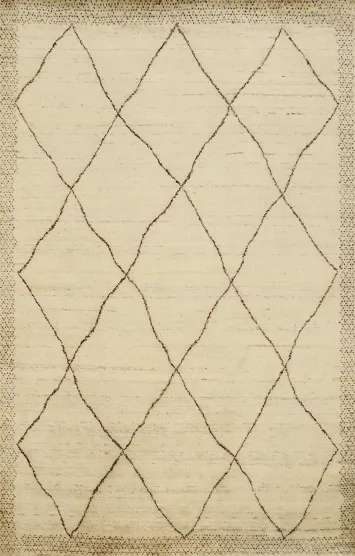Geometric Diamond Gabbeh Area Rug 6x8 in Soft Tones