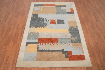 Contemporary Gabbeh Area Rug 5x8 Bold Geometric Design
