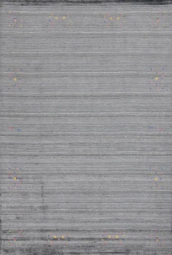 Elegant Grey Gabbeh Area Rug 9x12 with Subtle Geometric Accents