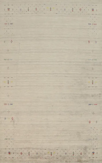 Elegant Minimalist Gabbeh Area Rug 8x12 With Subtle Patterns