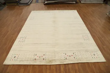 Elegant Gabbeh Area Rug 9x12 with Subtle Colorful Accents