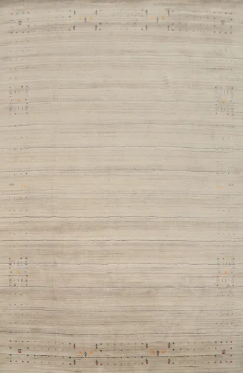 Neutral Elegance Gabbeh Area Rug 9x12 with Minimalist Charm