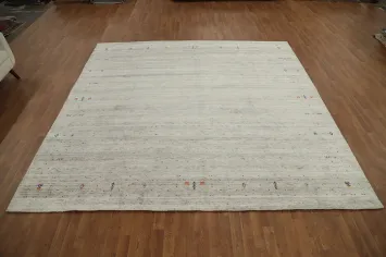 Elegant Gabbeh Area Rug 10x10 with Subtle Colorful Accents