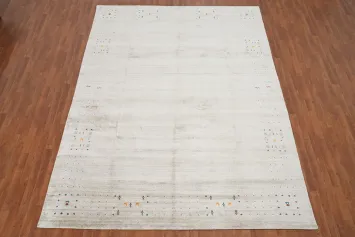 Neutral Gabbeh Area Rug 9x12 with Patterns Enhancing Serenity