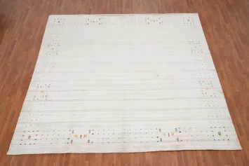 Minimalist Elegance Gabbeh Area Rug 10x10 with Subtle Patterns