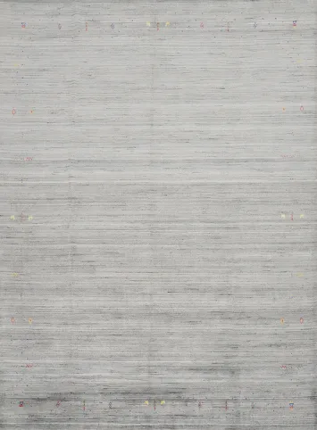 Sophisticated Grey Gabbeh Area Rug 10x12 with Delicate Embellishments