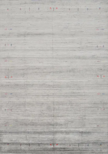 Sophisticated Gray Gabbeh Area Rug 10x12 with Tiny Colorful Details