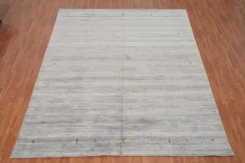 Elegant Gray Gabbeh Area Rug 10x12 with Subtle Multi-Color Accents