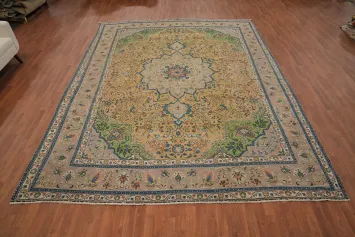 Vintage Floral Tabriz Persian Area Rug 10x13