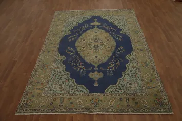 Vintage Medallion Wool Tabriz Persian Area Rug 7x10