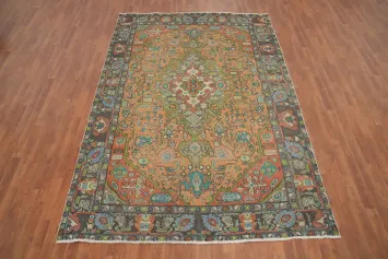 Geometric Wool Tabriz Persian Area Rug 7x10