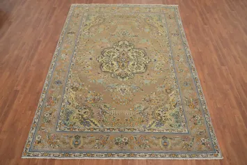 Vintage Wool Medallion Tabriz Persian Area Rug 7x10