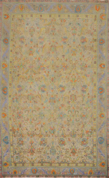 Vintage Wool Floral Tabriz Persian Area Rug 9x14