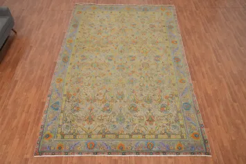 Vintage Wool Floral Tabriz Persian Area Rug 9x14