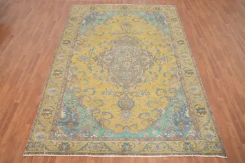 Vintage Wool Medallion Tabriz Persian Area Rug 8x11