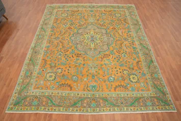 Vintage Wool Medallion Tabriz Persian Area Rug 9x12