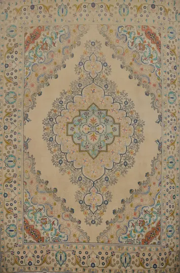 Vintage Wool Medallion Tabriz Persian Area Rug 10x12