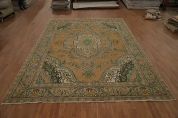 Vintage Wool Tabriz Persian Area Rug 10x13