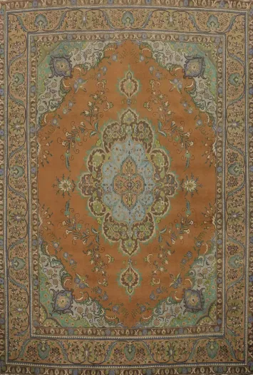 Orange Wool Tabriz Persian Area Rug 10x12
