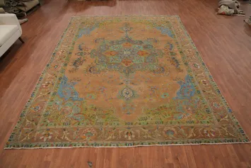 Orange Wool Medallion Tabriz Persian Area Rug 10x13