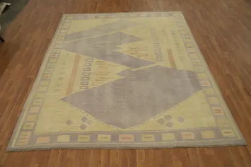 Vegetable Dye Yellow & Purple Kilim Area Rug 8x10