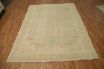 Elegant Wool Kilim Area Rug 8x10 with Subtle Geometric Patterns