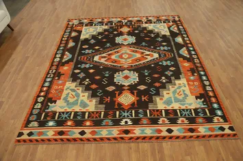Vegetable Dye Tribal Wool Kilim Handwoven Area Rug 8x10
