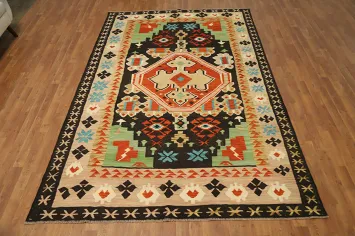 Vegetable Dye Tribal Wool Kilim Handwoven Area Rug 6x10