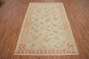 Vegetable Dye Geometric Kilim Handwoven Area Rug 6x9