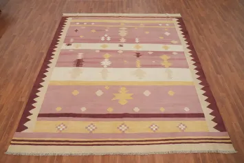 Vegetable Dye Pink Kilim Flat Weave Area Rug 8x10