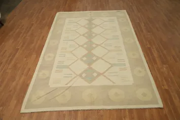 Vegetable Dye Geometric Kilim Flat Weave Area Rug 6x10