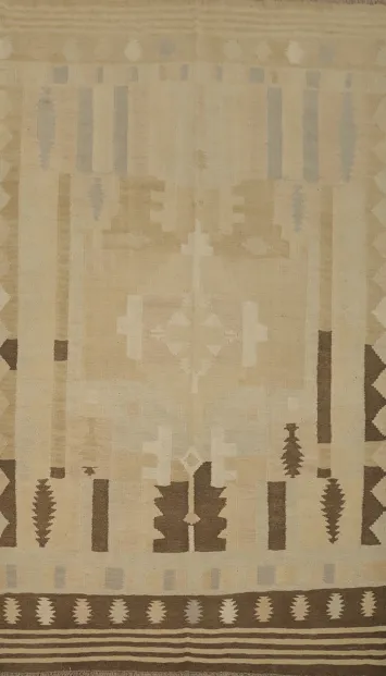 Vegetable Dye Geometric Kilim Flat Weave Area Rug 5x8