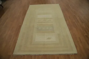 Vegetable Dye Geometric Kilim Flat Weave Area Rug 5x8