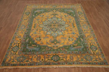 Animals Design Wool Ziegler Handmade Area Rug 8x10