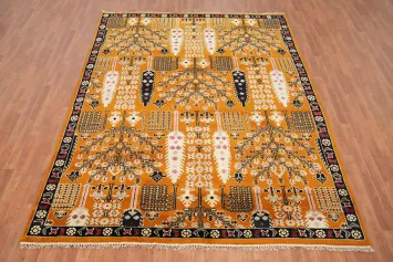 Warm Autumn Hues: Vibrant Geometric Oushak Area Rug 8x10